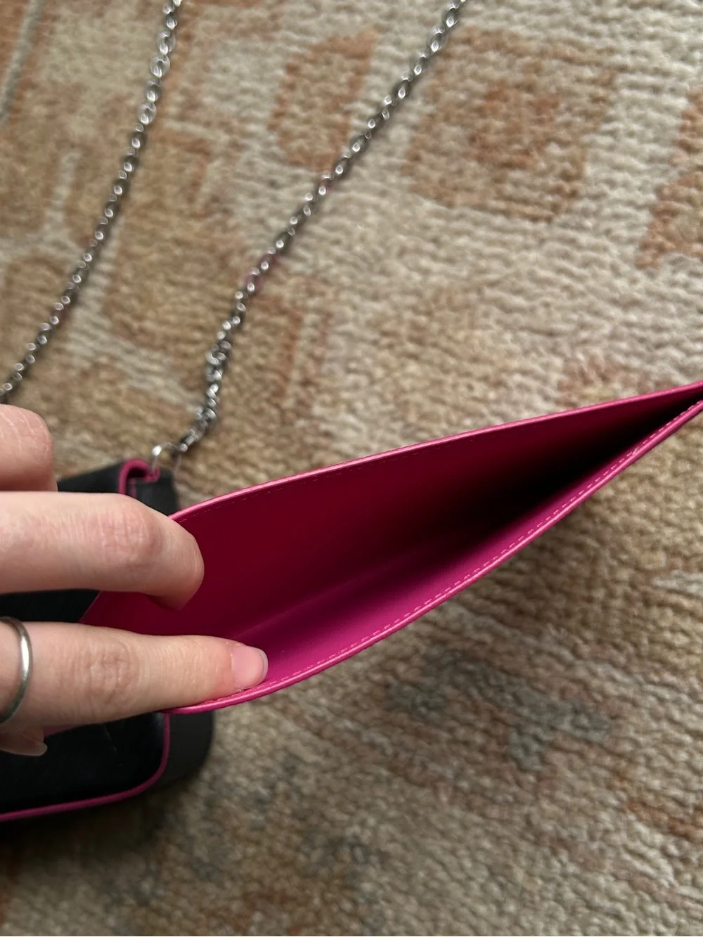 Black Louis Vuitton Shoulder Bag with Hot Pink Interior Card Cash Pouch Inserts - Picture 15 of 16